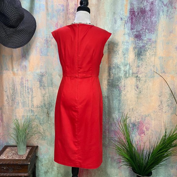 📌 Donna Ricco Timeless Red Cotton Blend  Dress - Picture 2 of 13